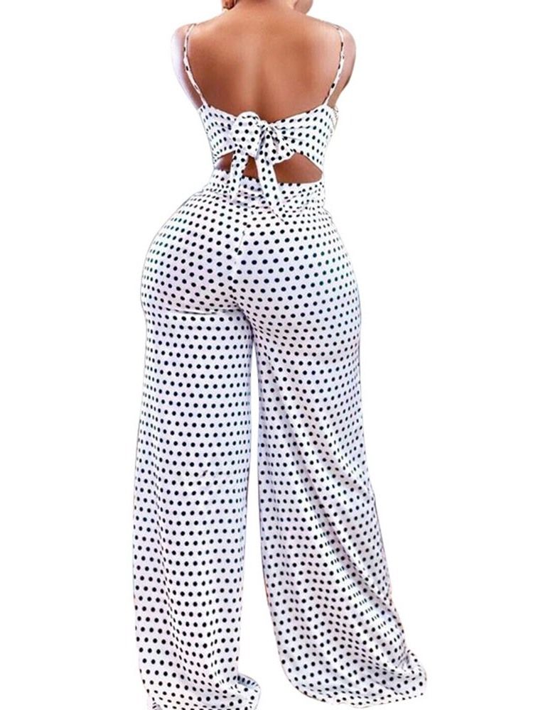 Mode Polka Dots Full Längd Slim Jumpsuit