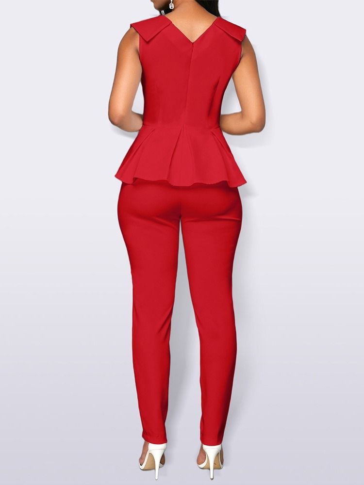 Mode Vanlig Hellängd Rak Hög Midja Jumpsuit