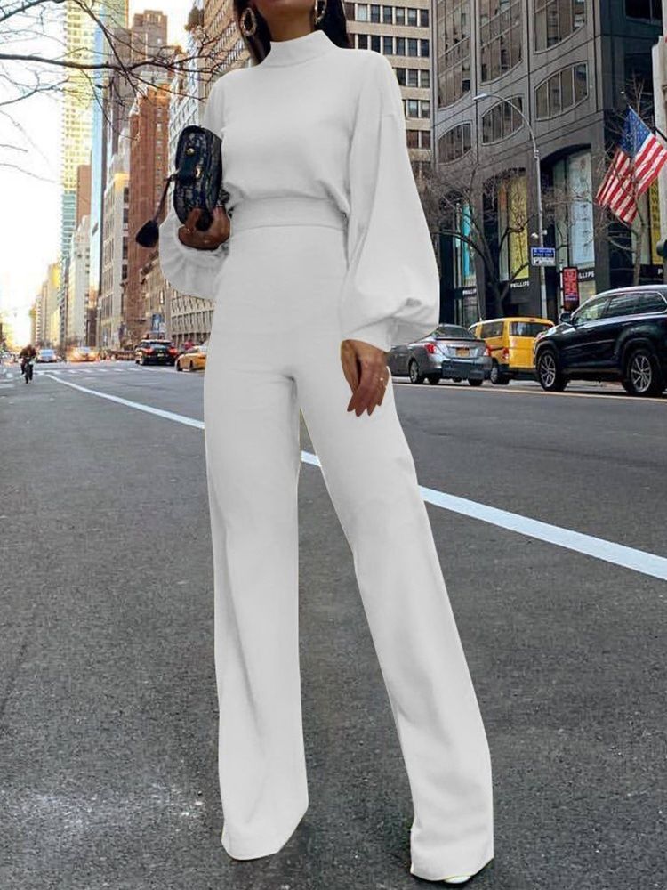Mode Vanlig Hellängd Slim Jumpsuit