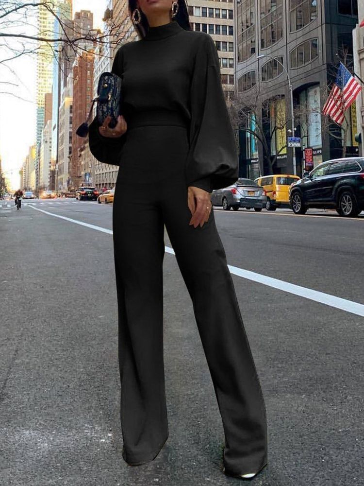 Mode Vanlig Hellängd Slim Jumpsuit