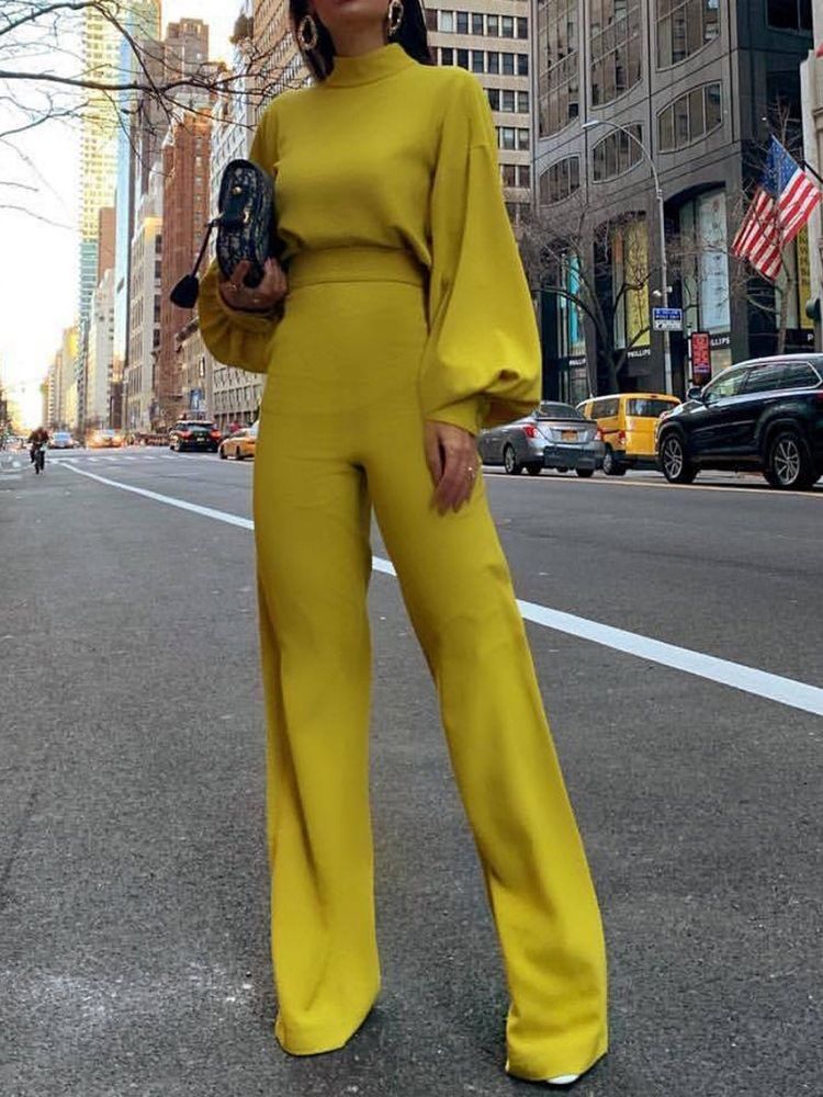 Mode Vanlig Hellängd Slim Jumpsuit
