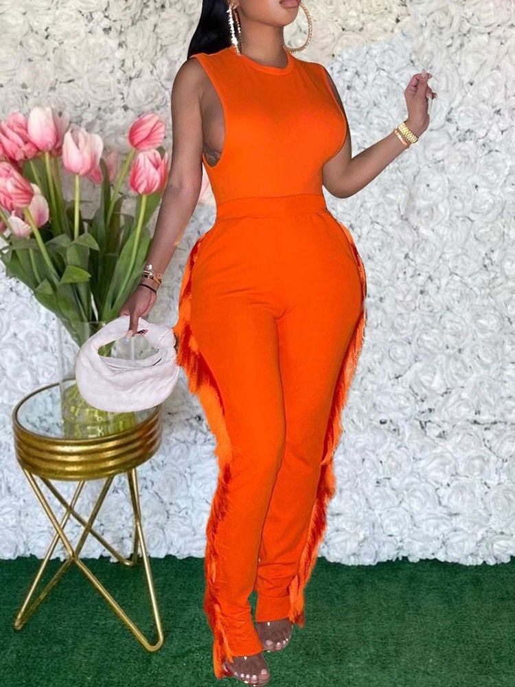 Mode Vanlig Tofs Hög Midja Slim Jumpsuit