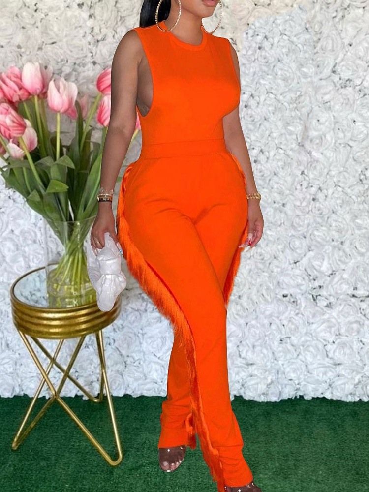 Mode Vanlig Tofs Hög Midja Slim Jumpsuit