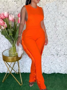 Mode Vanlig Tofs Hög Midja Slim Jumpsuit