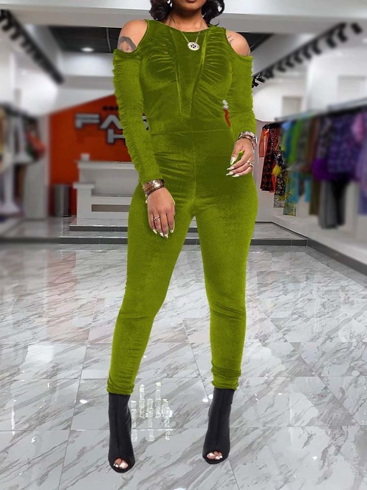 Mode Vanliga Veckade Skinny Pencil Byxor Jumpsuit
