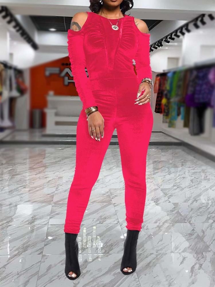 Mode Vanliga Veckade Skinny Pencil Byxor Jumpsuit