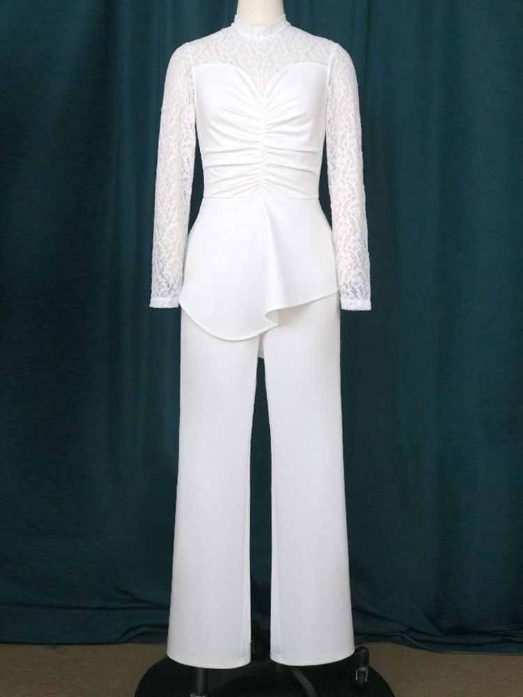 Mode Vanligt Patchwork Slimmad Jumpsuit Med Hög Midja