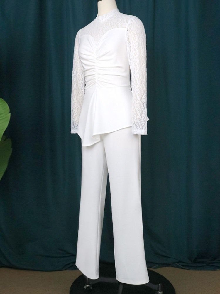Mode Vanligt Patchwork Slimmad Jumpsuit Med Hög Midja