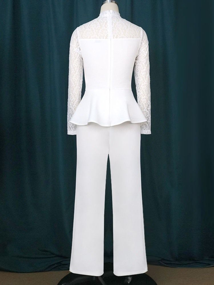Mode Vanligt Patchwork Slimmad Jumpsuit Med Hög Midja