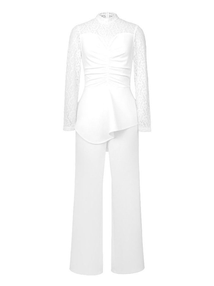 Mode Vanligt Patchwork Slimmad Jumpsuit Med Hög Midja