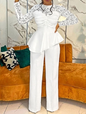 Mode Vanligt Patchwork Slimmad Jumpsuit Med Hög Midja