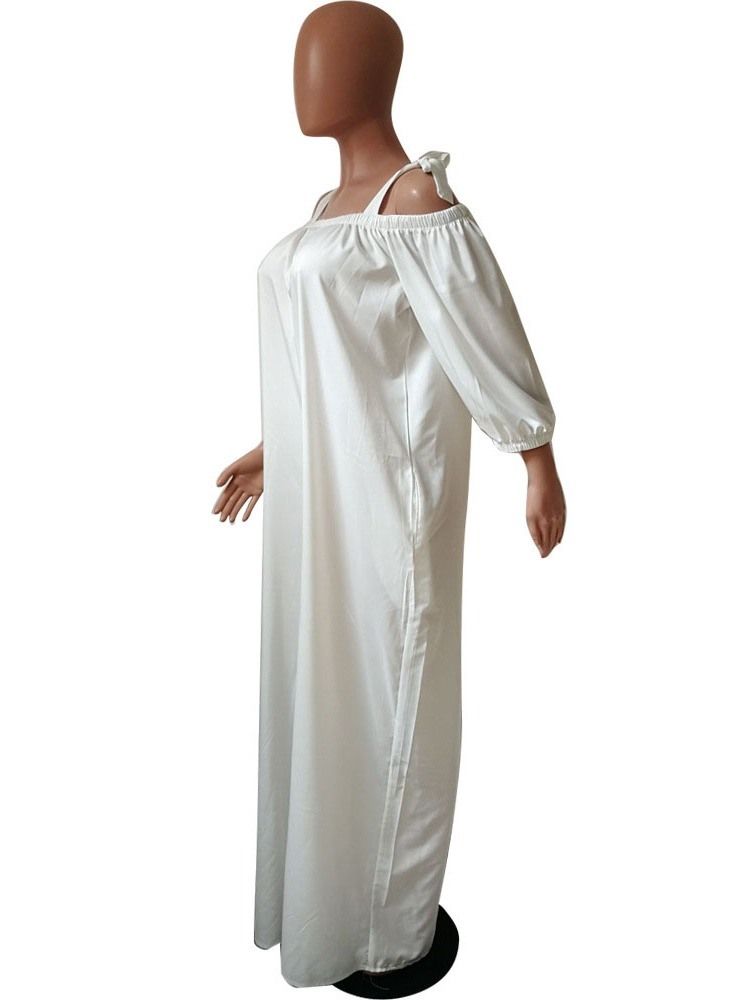 Off Shoulder Full Längd Vanlig Snörning Breda Ben Lös Jumpsuit