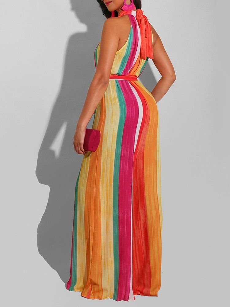 Office Lady Stripe Full Längd Jumpsuit För Kvinnor Med Smala Breda Ben