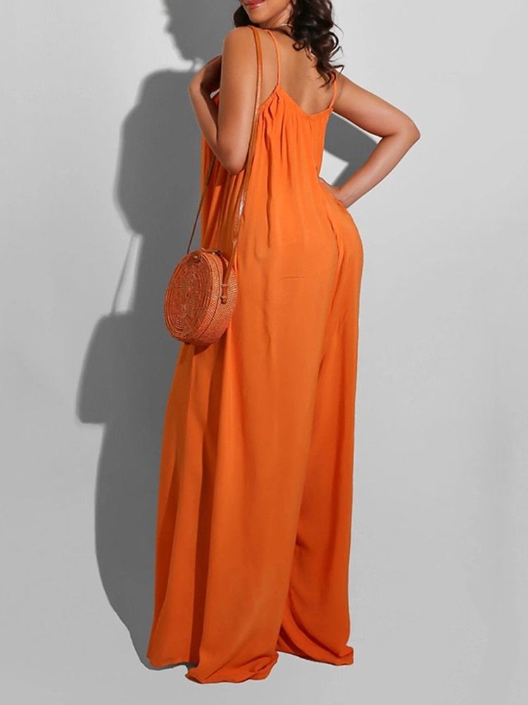 Office Lady Vanlig Full Längd Breda Ben Slim Jumpsuit För Kvinnor