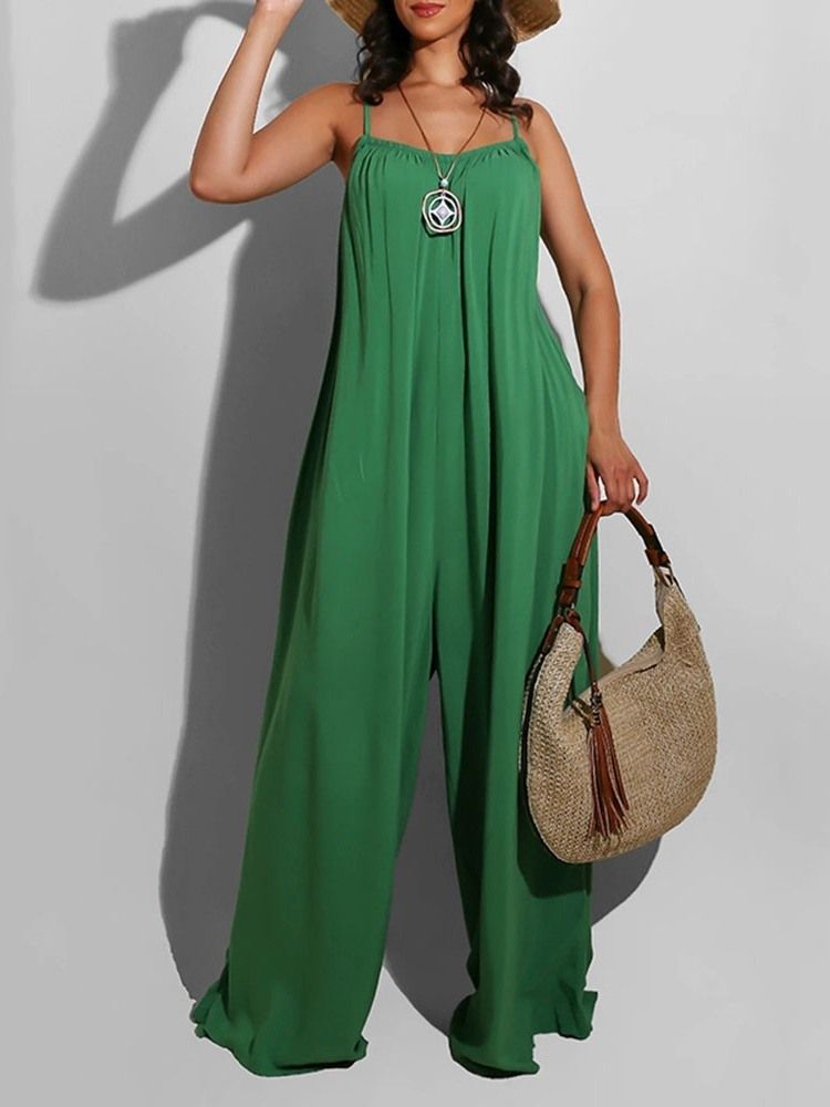 Office Lady Vanlig Full Längd Breda Ben Slim Jumpsuit För Kvinnor