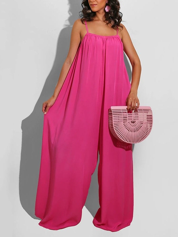 Office Lady Vanlig Full Längd Breda Ben Slim Jumpsuit För Kvinnor