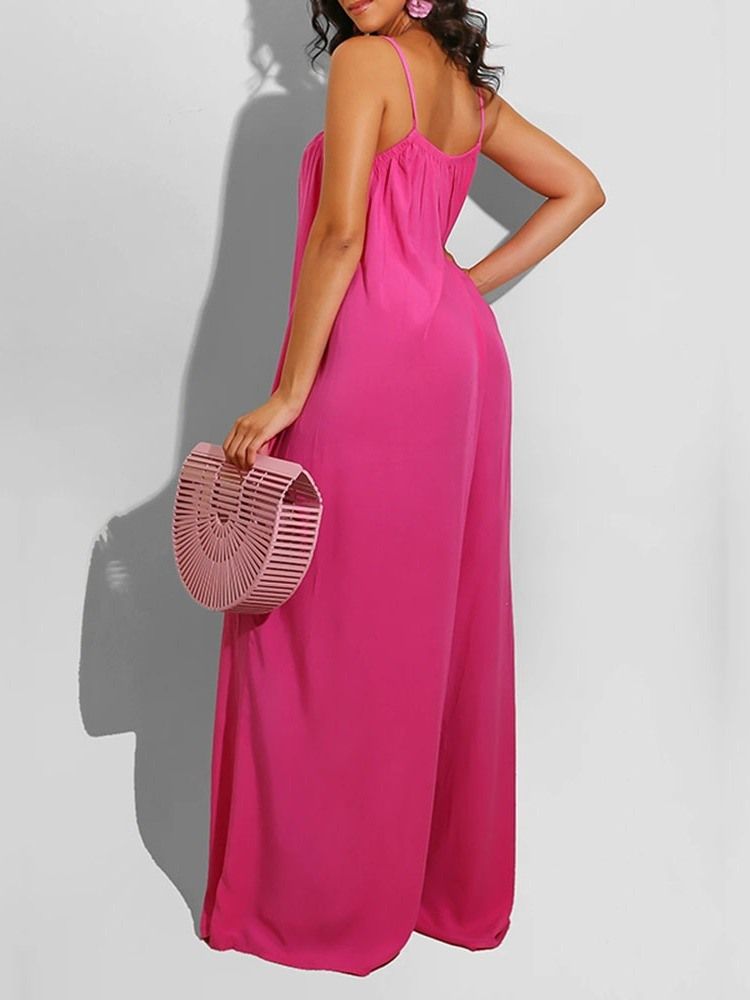 Office Lady Vanlig Full Längd Breda Ben Slim Jumpsuit För Kvinnor