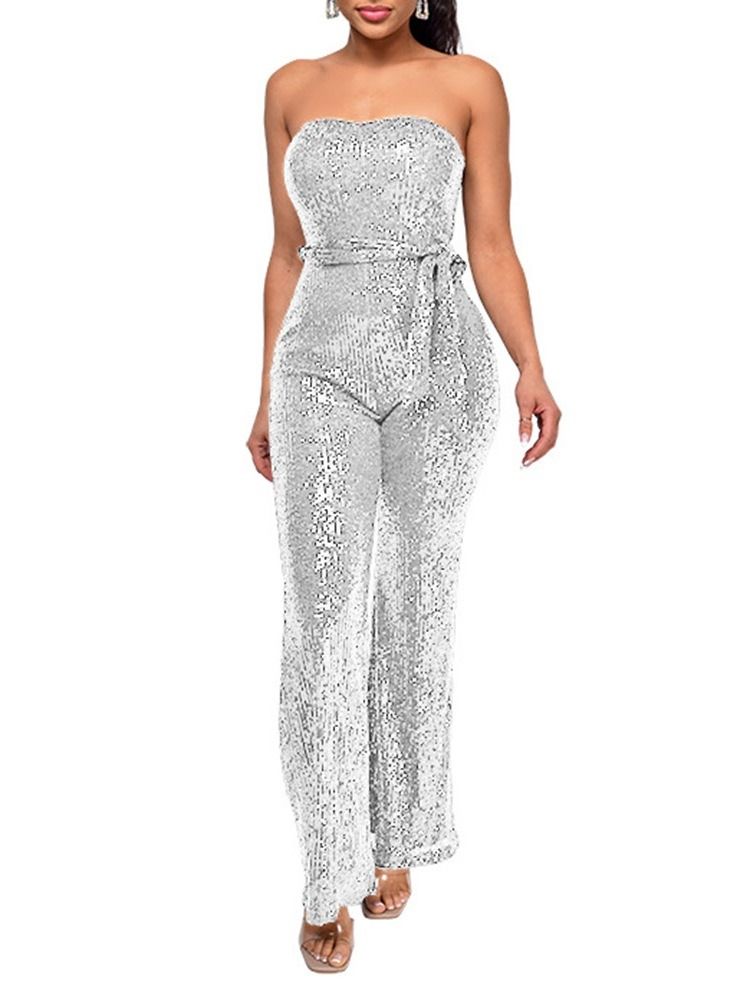 Paljetter Western Plain Rak Jumpsuit Med Hög Midja