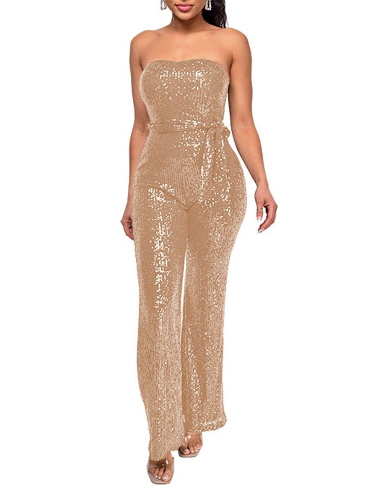 Paljetter Western Plain Rak Jumpsuit Med Hög Midja