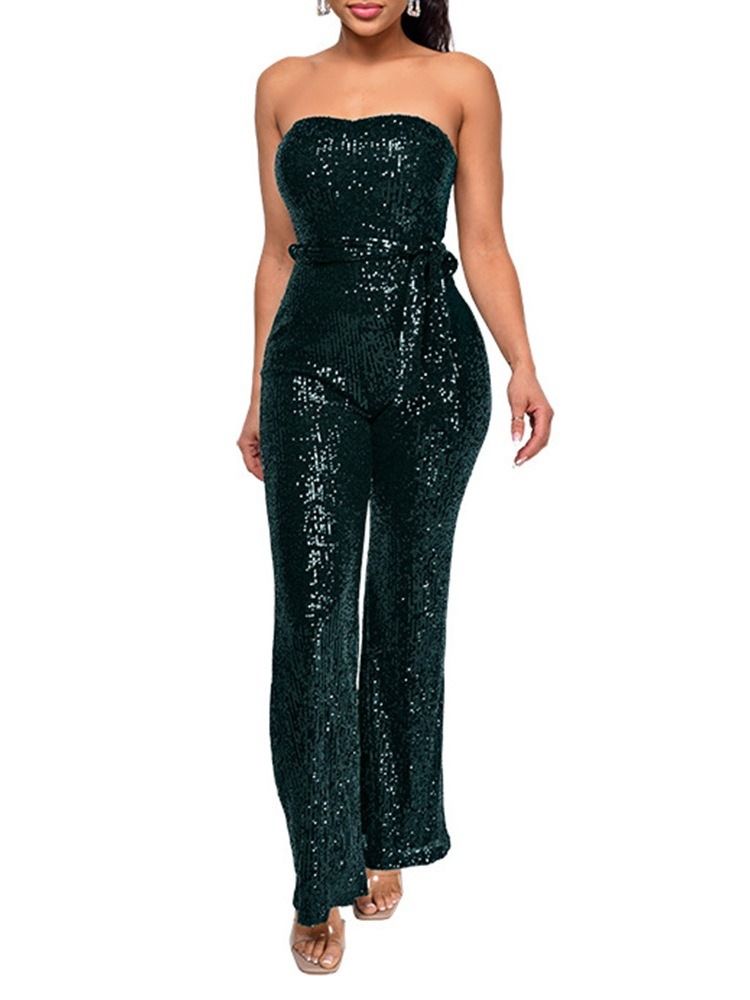 Paljetter Western Plain Rak Jumpsuit Med Hög Midja