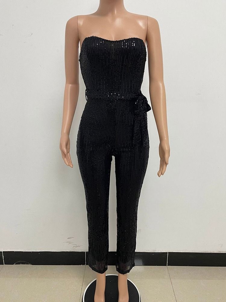 Paljetter Western Plain Rak Jumpsuit Med Hög Midja
