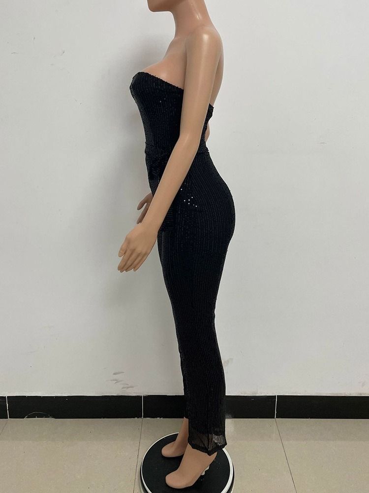 Paljetter Western Plain Rak Jumpsuit Med Hög Midja