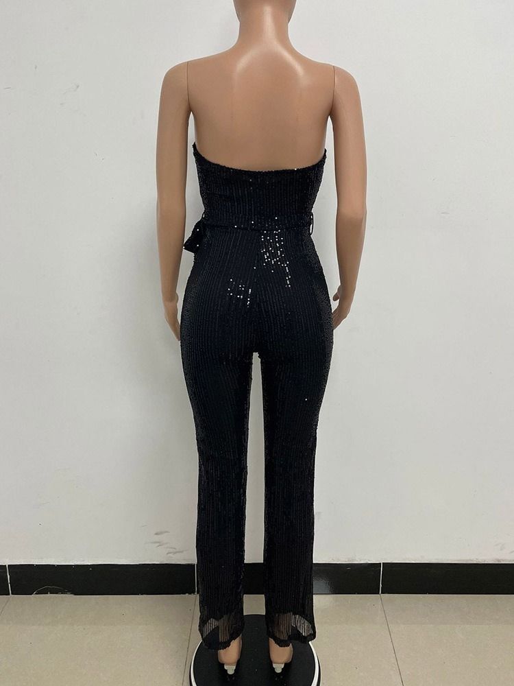 Paljetter Western Plain Rak Jumpsuit Med Hög Midja