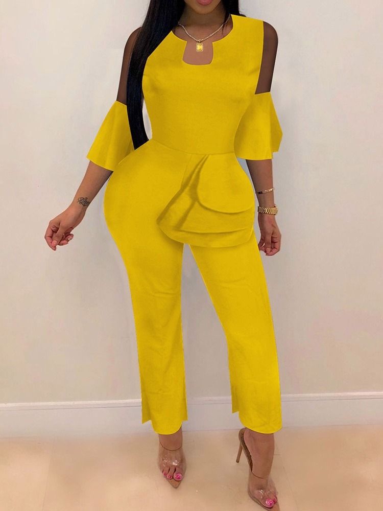 Patchwork Ankel Längd Vanlig Slim Bred Ben Jumpsuit