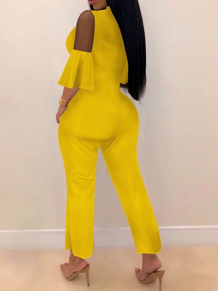 Patchwork Ankel Längd Vanlig Slim Bred Ben Jumpsuit