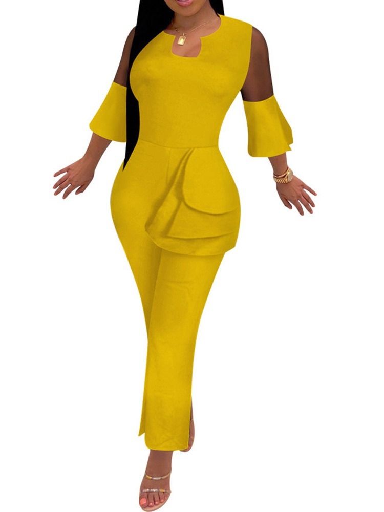 Patchwork Ankel Längd Vanlig Slim Bred Ben Jumpsuit