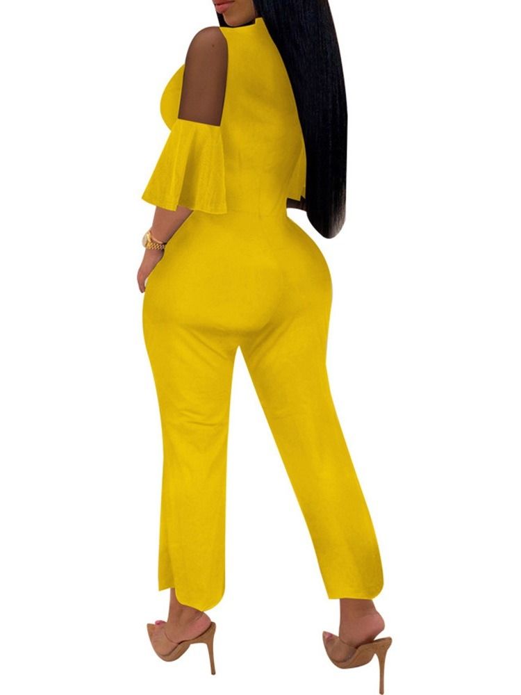 Patchwork Ankel Längd Vanlig Slim Bred Ben Jumpsuit
