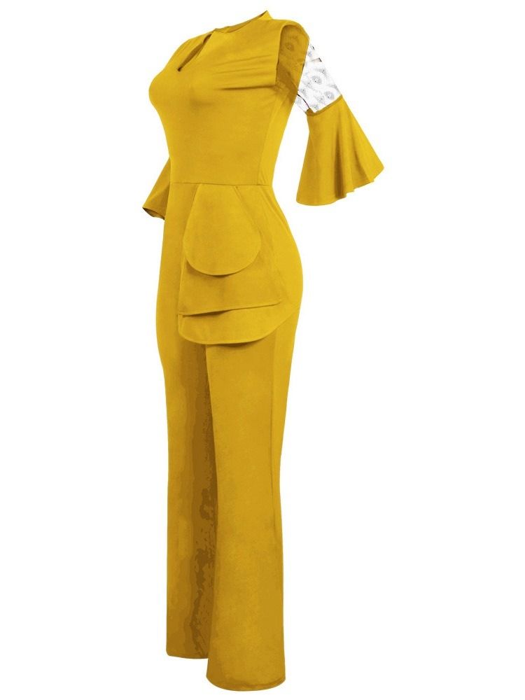 Patchwork Ankel Längd Vanlig Slim Bred Ben Jumpsuit