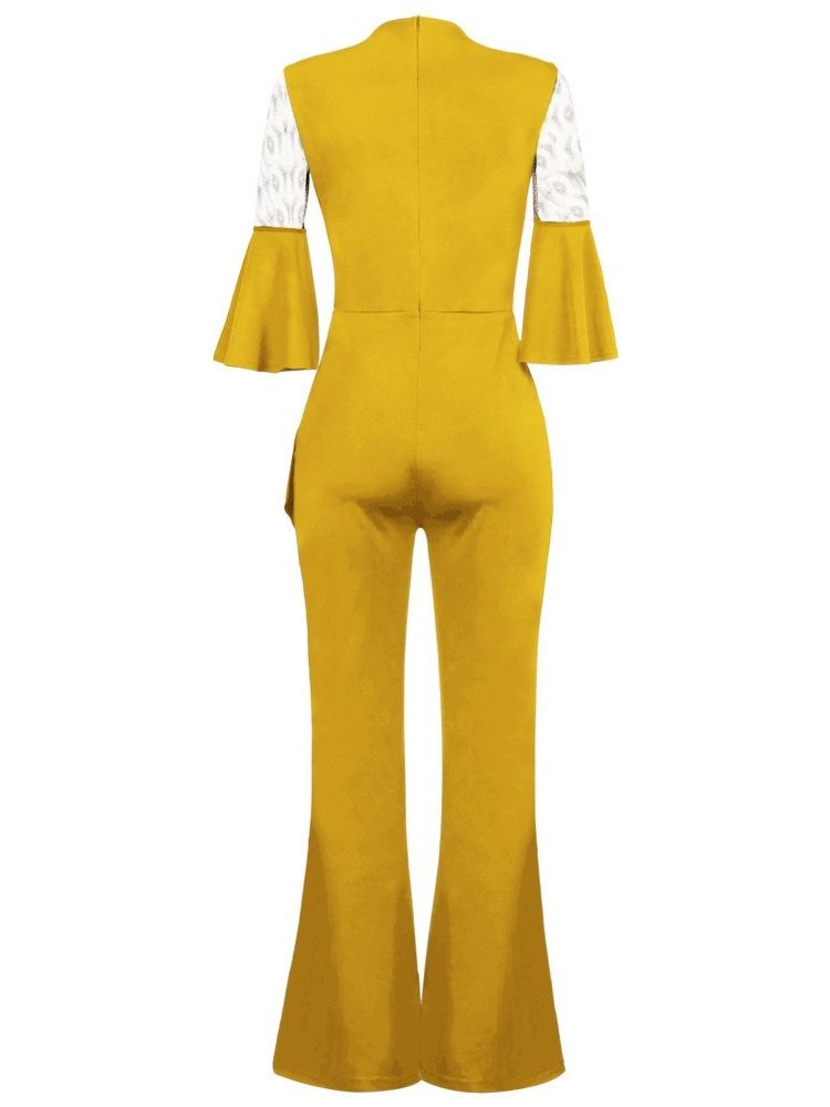 Patchwork Ankel Längd Vanlig Slim Bred Ben Jumpsuit