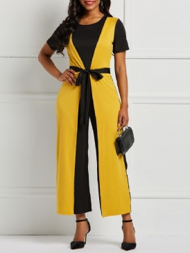 Patchwork Color Block Vanlig Jumpsuit För Kvinnor