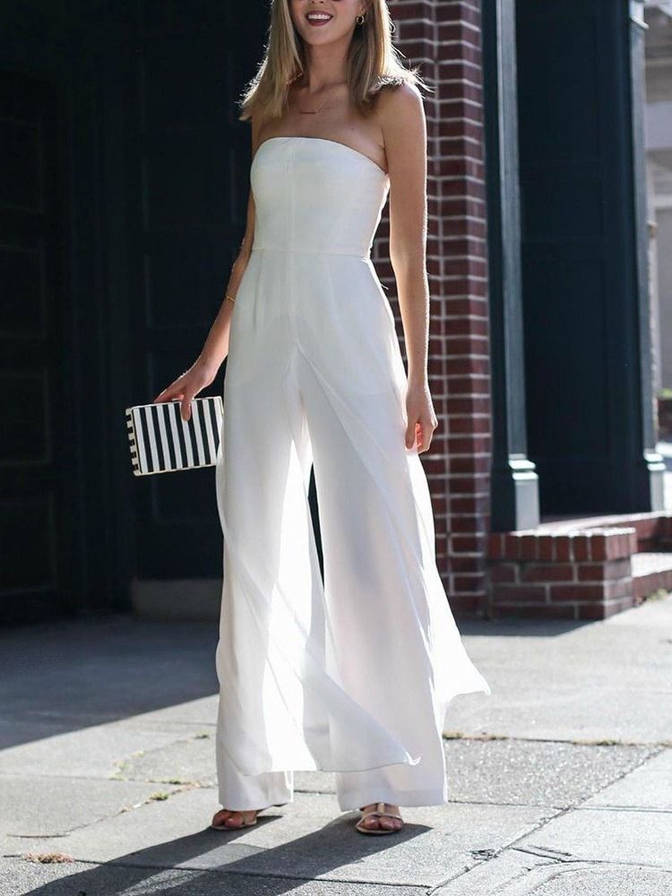 Patchwork Full Längd Vanlig Lös Midja Midja Jumpsuit För Kvinnor