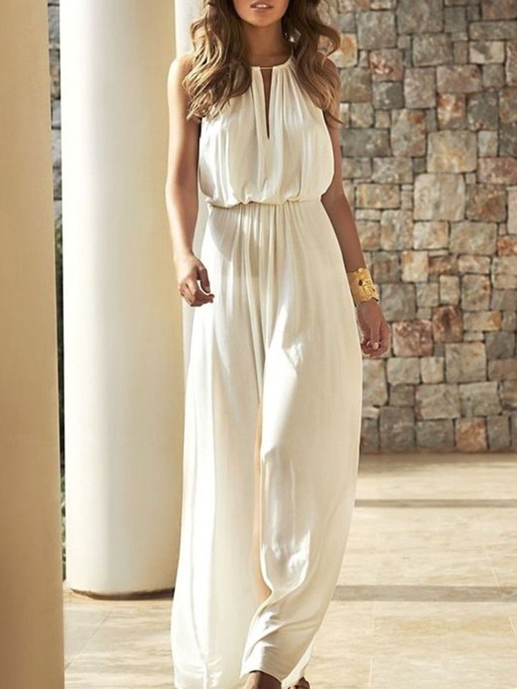 Patchwork Vanligt Sexig Hög Midja Lös Jumpsuit För Kvinnor