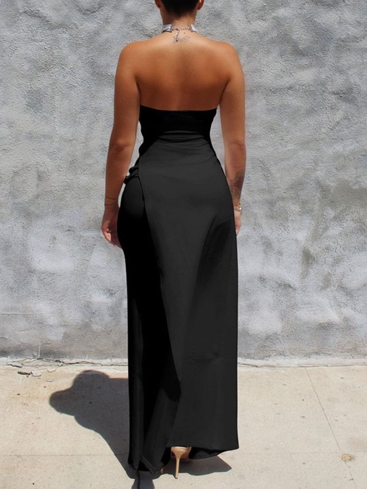 Plain Prom Patchwork Sexig Slim Jumpsuit