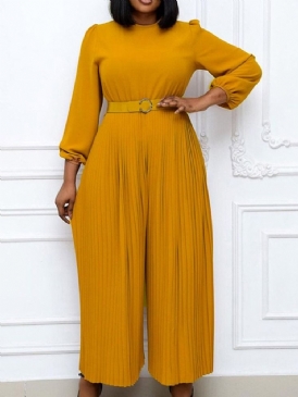 Plisserad Enkel Mode Lös Jumpsuit Med Hög Midja