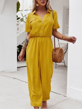 Plisserad Full Längd Vanlig Lös Pencil Byxor Dam Jumpsuit
