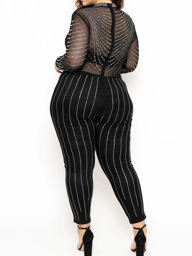 Plus Size Genomskinlig Vanligt Mode Skinny Pencil Byxor Jumpsuit