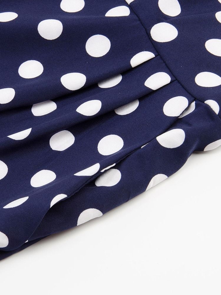 Polka Dots Bältesrem Slim Jumpsuit Med Breda Ben