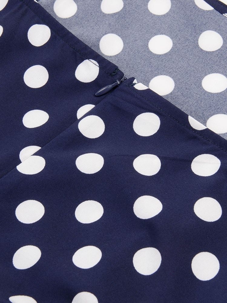 Polka Dots Bältesrem Slim Jumpsuit Med Breda Ben