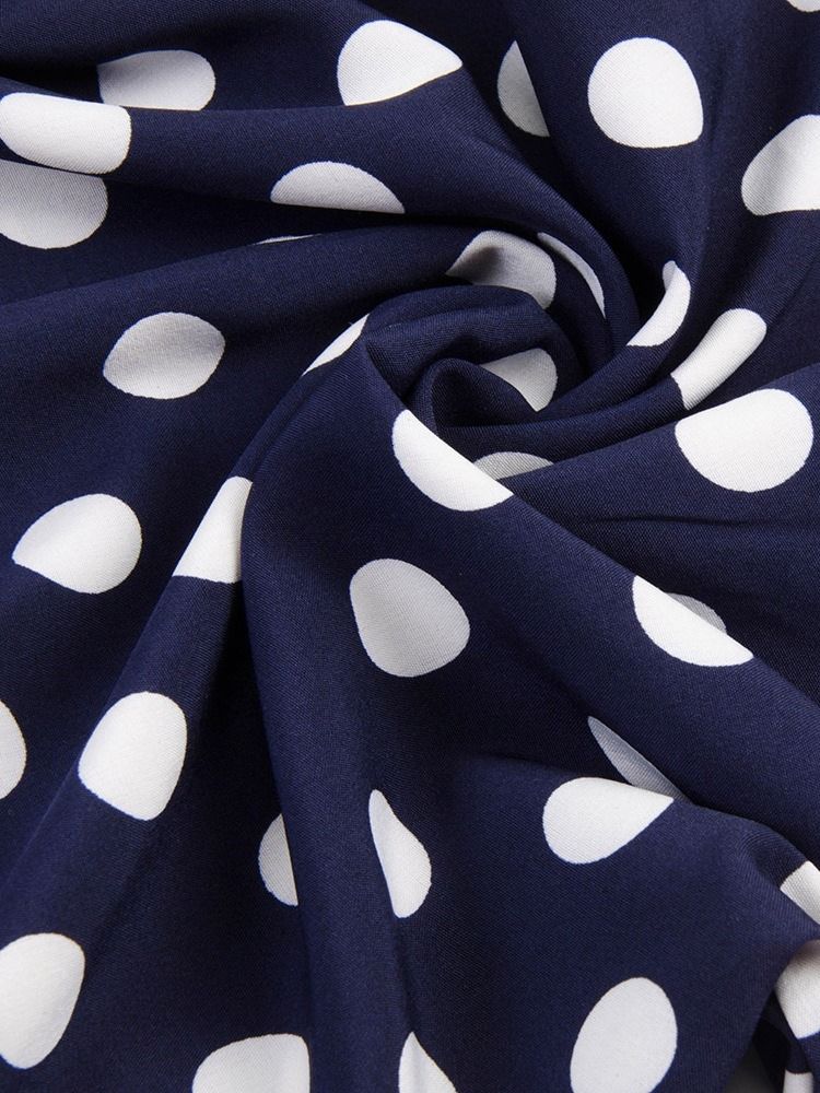 Polka Dots Bältesrem Slim Jumpsuit Med Breda Ben