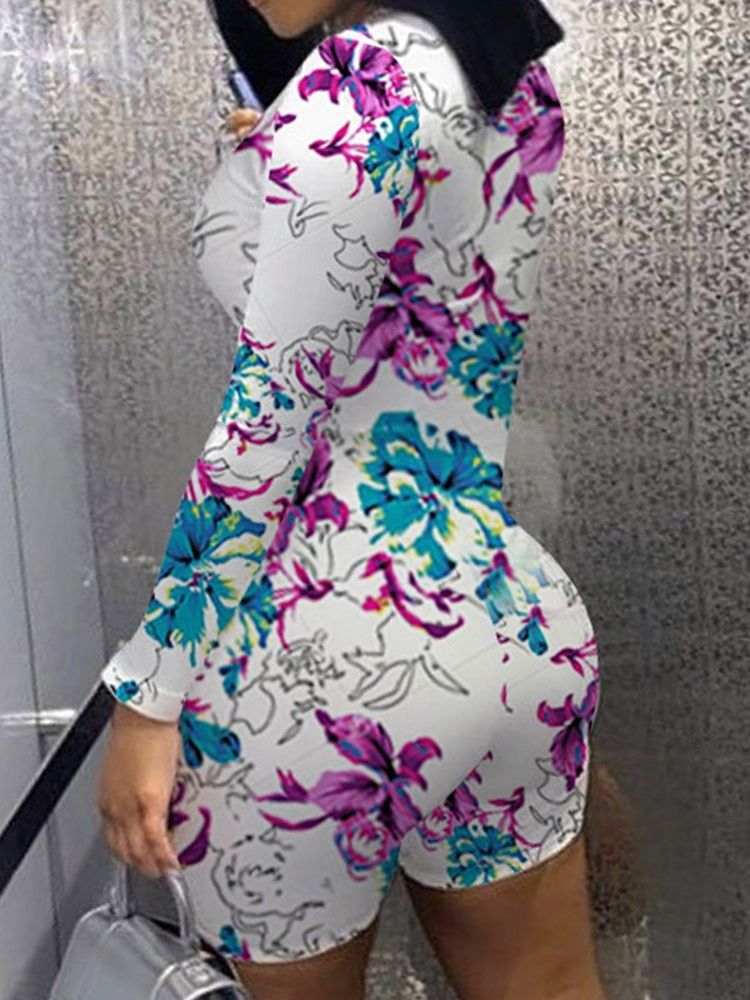 Print Blommig Simple Skinny Pencil Pants Jumpsuit