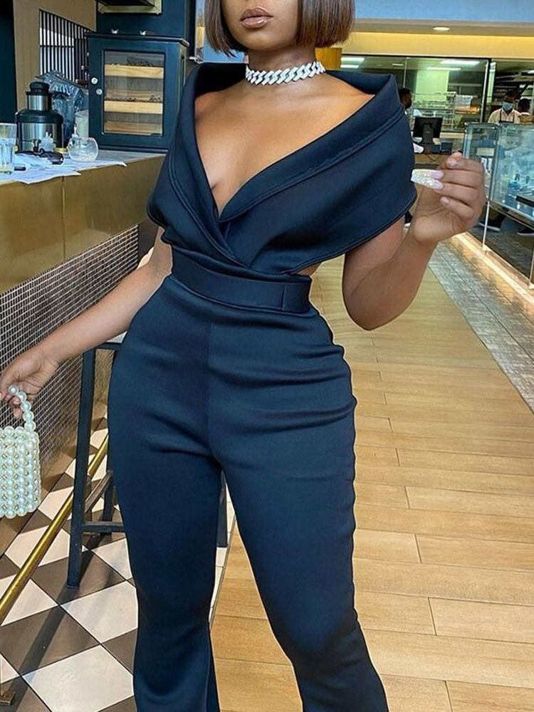 Rygglös Smal Jumpsuit I Full Längd För Kvinnor