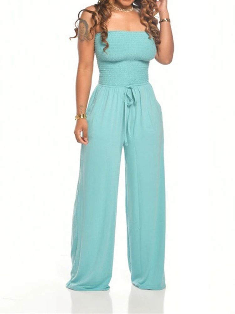 Sexig Backless Vanlig Mid Waist Lös Jumpsuit