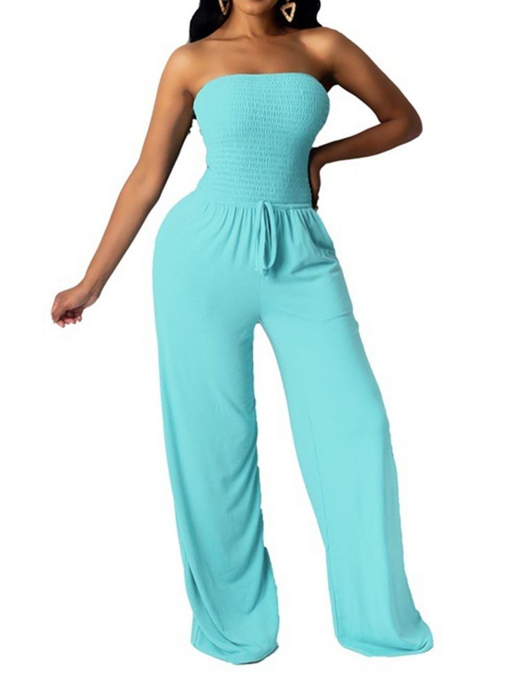 Sexig Backless Vanlig Mid Waist Lös Jumpsuit