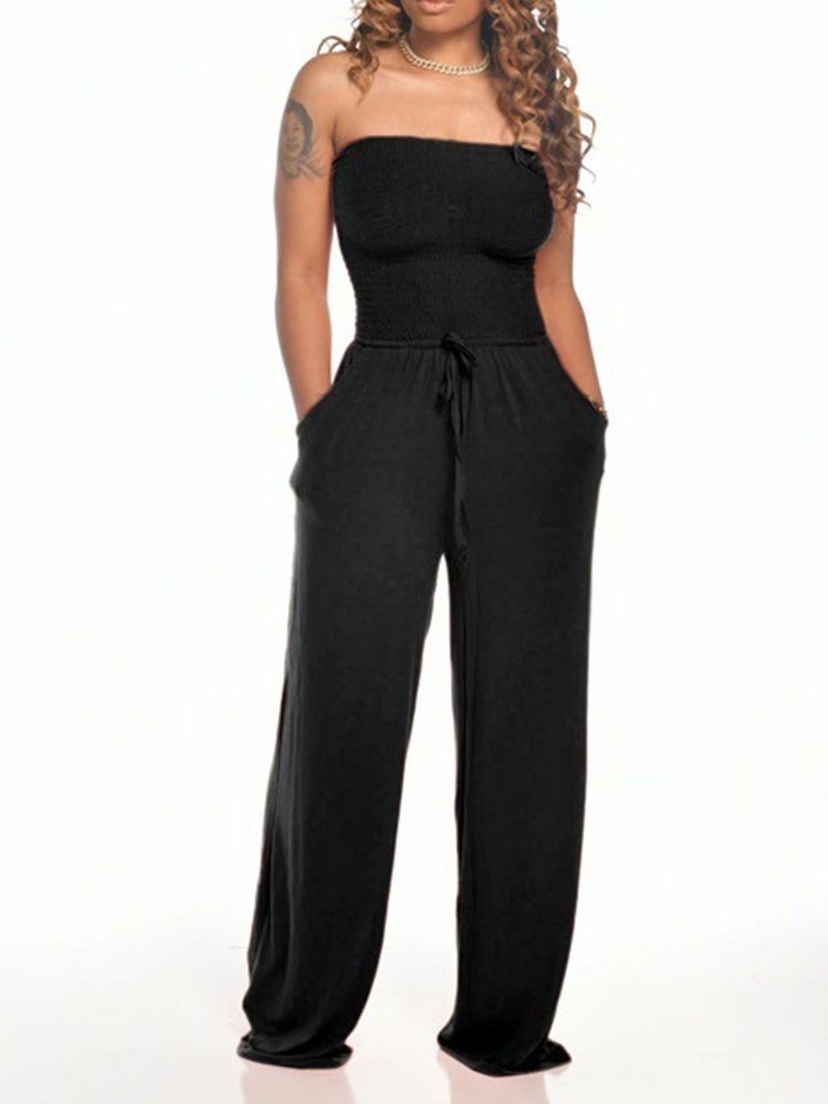 Sexig Backless Vanlig Mid Waist Lös Jumpsuit
