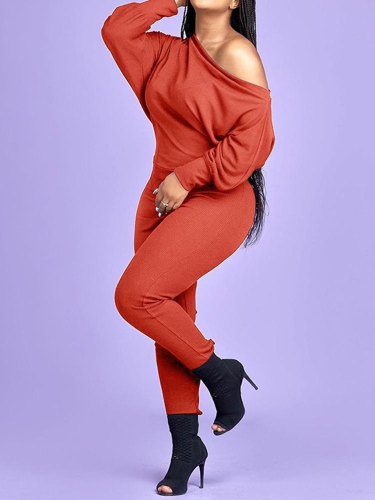 Sexig Enfärgad Ankellängd Skinny Pencil Pants Jumpsuit