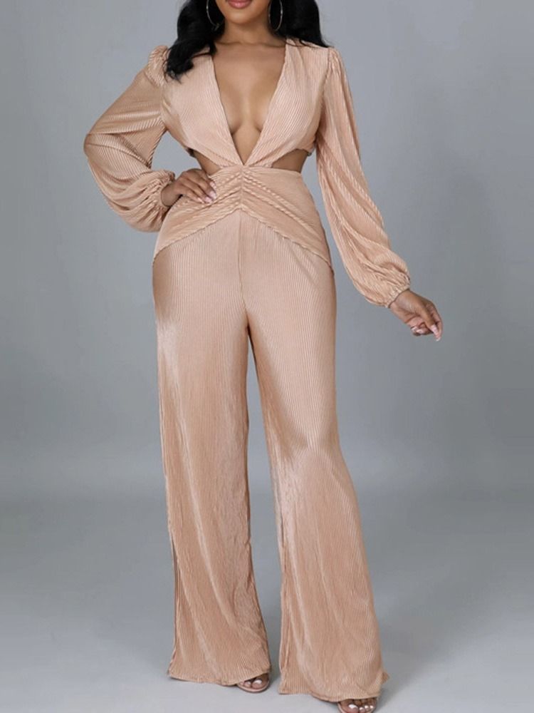 Sexig Full Längd Vanlig Hög Midja Slim Jumpsuit